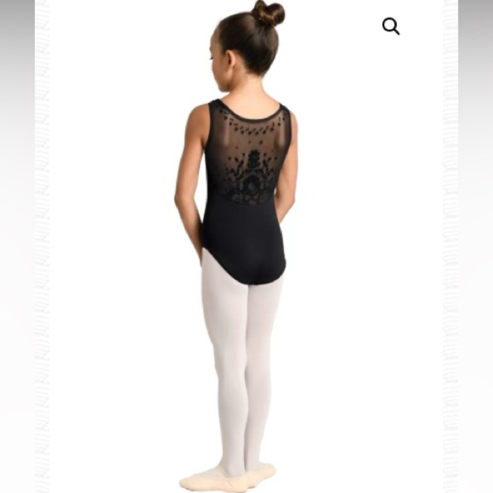Black Danz n Motion Leotard - size child 8-10  “Flock Printed Leotard”